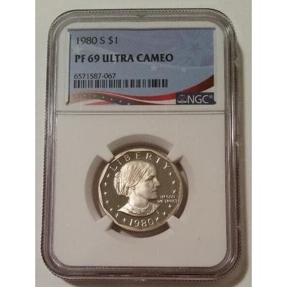1980 S Susan B Anthony Dollar Proof PF69 UC NGC Flag Label - Picture 1 of 2